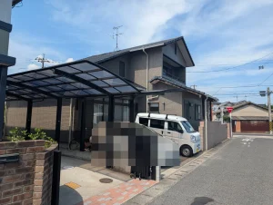岡山市南区 外壁塗装 施工前 駐車場側から見た外観